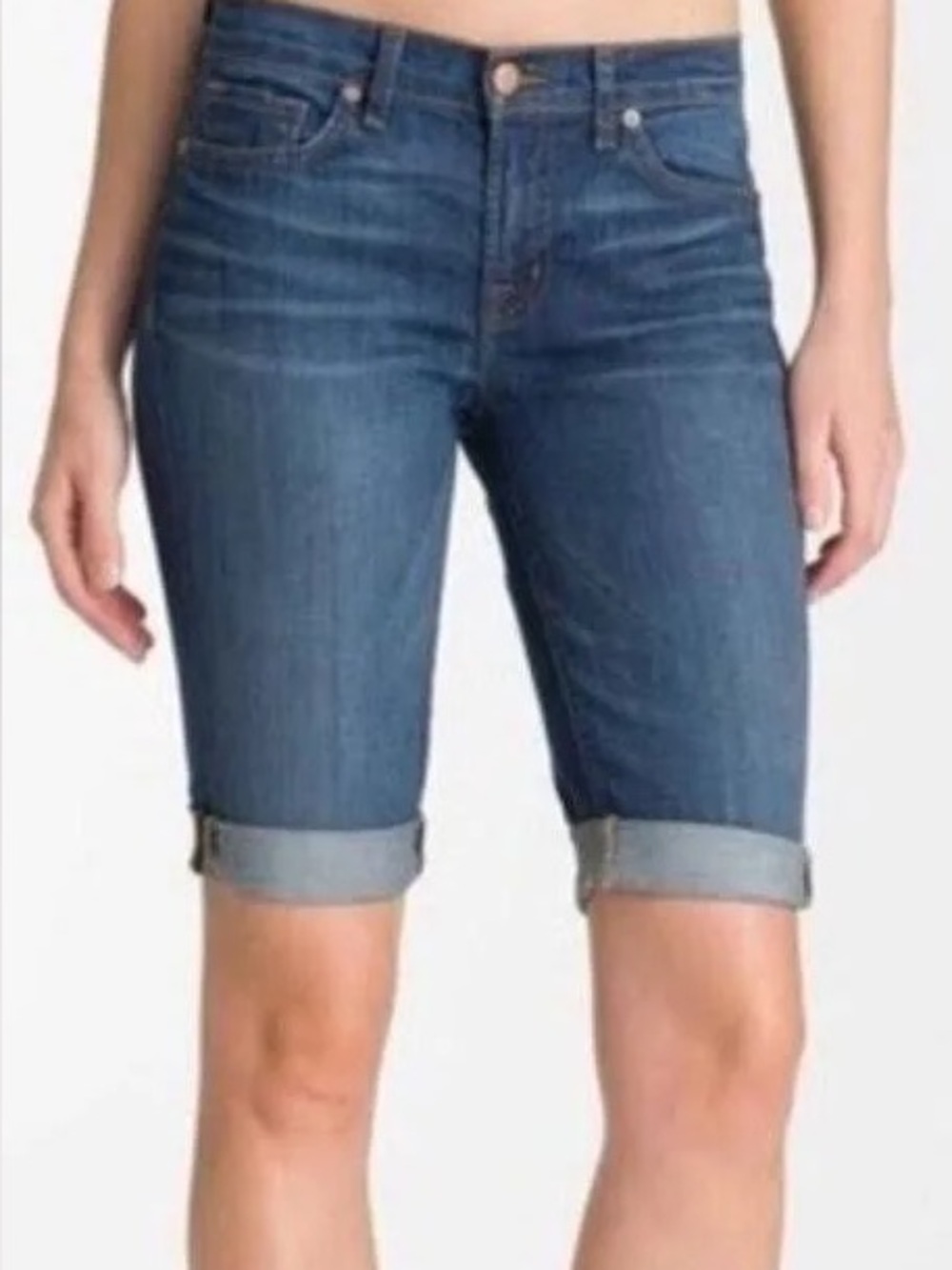J BRAND Saturn Denim Bermuda‎ Shorts Sz 28 Dark Wash Cuffed Low Rise Made in USA